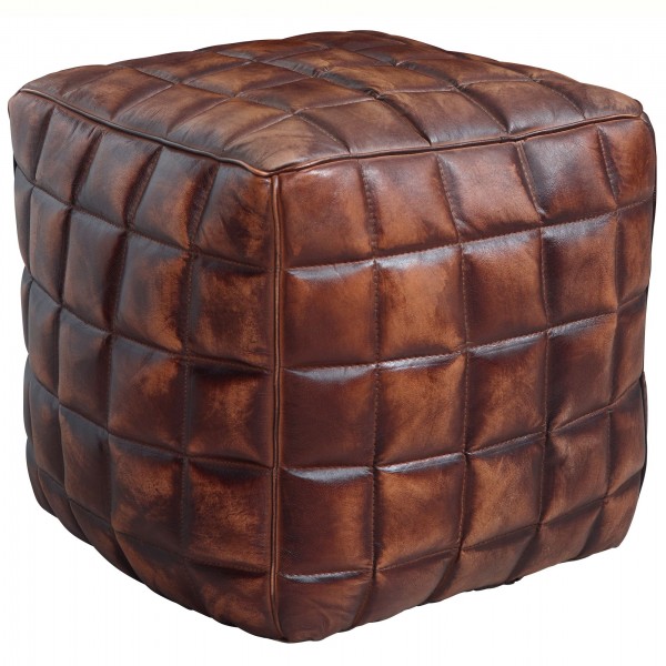 wonido Sitzwürfel Echtleder braun, Ottomane Wohnzimmer, Design Pouf Hocker orientalisch, Polster Sitzhocker edel, Orient Beinablage Sofa, Würfel Polsterhocker eckig