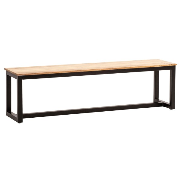 Esszimmerbank 120x40x45 cm Akazie Massivholz Metall Loft-Style, Esstischbank Holzbank Massiv ohne Lehne, Küchenbank Essbank Industrial, Sitzbank Esszimmer Klein