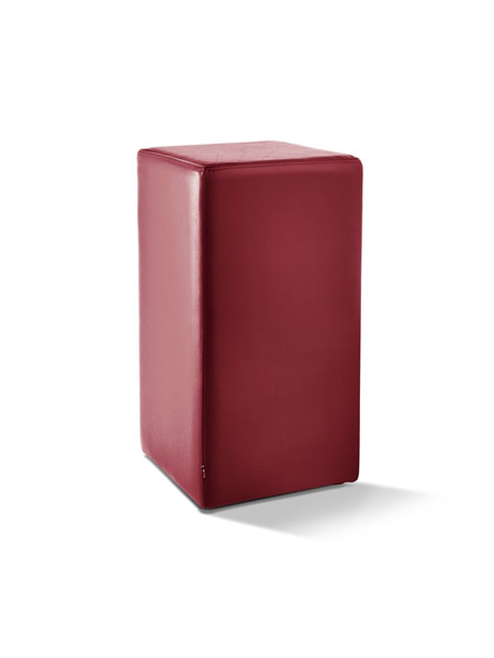 Pomp Tresenhocker, echtes Leder, bordeaux, B = 33 cm, T = 33 cm, H = 65 cm, mit komfortabler Polsterung