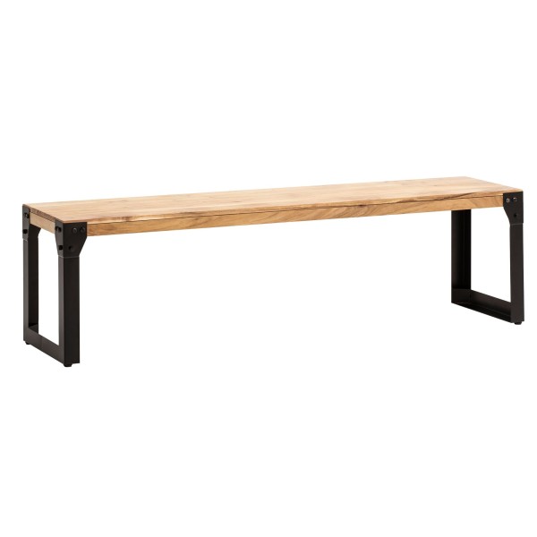 Esszimmerbank 120x40x45 cm Akazie Massivholz Metall Industrial, Esstischbank Holzbank Massiv ohne Lehne, Küchenbank Essbank Modern, Sitzbank Esszimmer Klein