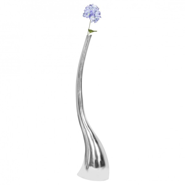 wonido Deko Vase groß, Aluminium, Modern mit 1 Öffnung, Silber, Handgefertigt, Blumenvase hoch