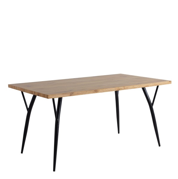 wonido Moderner Ess-/Küchentisch, 150x90 cm, aus MDF mit Eiche-Dekor, Beine Metall