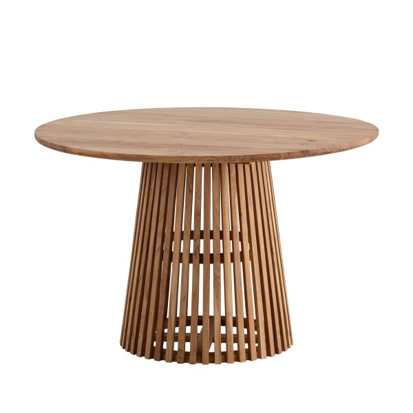 Esszimmertisch 120x120x77 cm Akazie Massivholz Hellbraun Esstisch Modern, Küchentisch Massiv mit Gittergestell, Holztisch Esszimmer Rund, Kleiner Speisetisch Holz