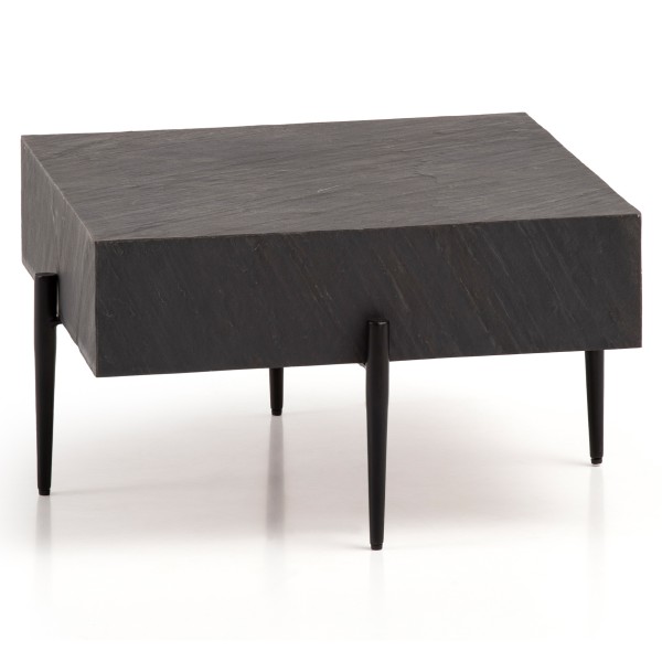 wonido Moderner Couchtisch Steinoptik/Metall, Sofatisch, Anthrazit