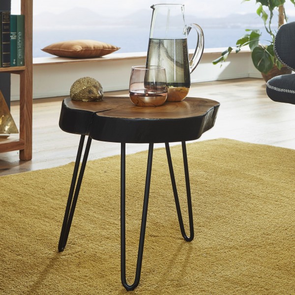 wonido Beistelltisch Massivholz Sheesham, 35x35 cm, Wohnzimmertisch Massiv, Anstelltisch klein