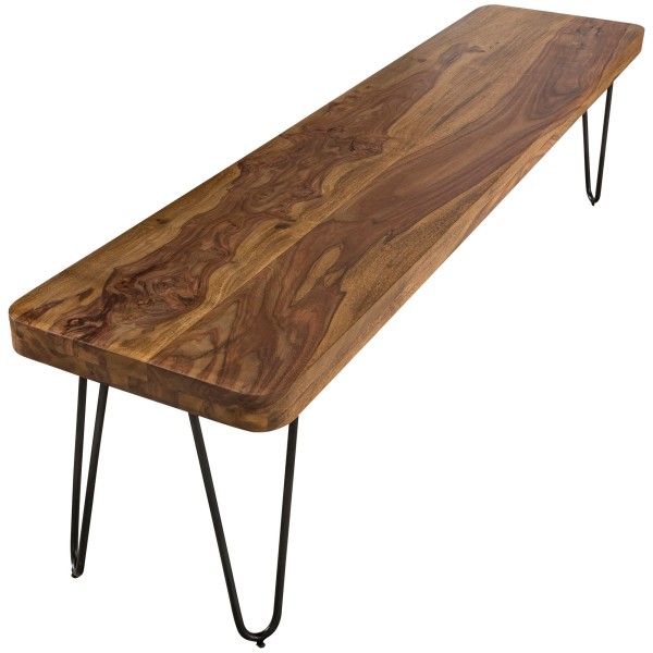 Esszimmer 120 x 45 x 40 cm Sitzbank BAGLI Massiv-Holz Sheesham Holz-Bank Natur-Produkt Küchenbank im Landhaus-Stil