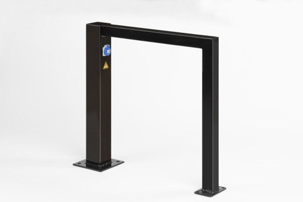 E-Bike-Ständer / Anlehnbügel / Ladestation für E-Fahrräder, aus Stahl, feuerverzinkt und schwarz pulverbeschichtet, Länge 80 cm, Höhe 80 cm