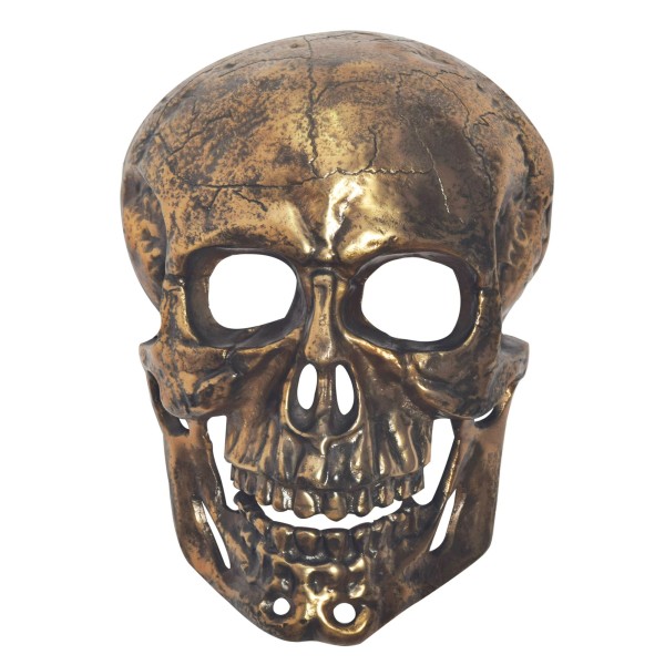 Wanddeko Totenkopf Aluminium Gold 41 cm Schädel Groß, Design Wanddekoration Metall Deko Alu Modern, Wohndeko Skull, Wandskulptur Dekoration Wohnaccessoire