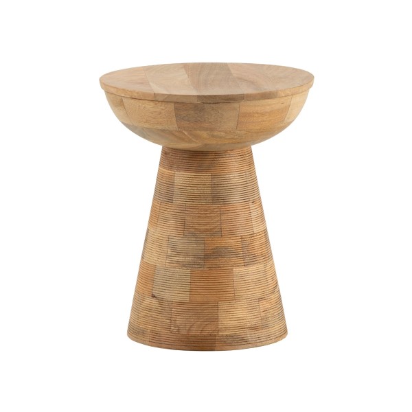 Beistelltisch aus Mango Massivholz – Rund, Skulptural, Handgefertigt – Kleiner Holztisch im Modern-Rustikalen Design – Hocker & Wohnzimmertisch – Naturholz Unikat