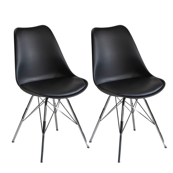 wonido Skandinavischer Design Esszimmerstuhl, 2er Set, Schwarz