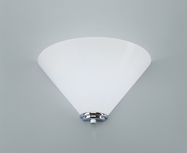 Wandleuchte, Messing verchromt, Glas weiß glänzend, Höhe 17 cm, Breite 29 cm, Ausladung 14 cm, 230 V, 1 x G9 40 W