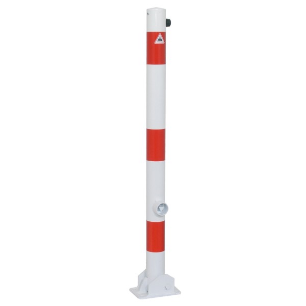 Absperrpfosten, umlegbar per Dreikantverschluss, zum Aufdübeln, aus Stahlrohr Ø60 mm, verzinkt und beschichtet