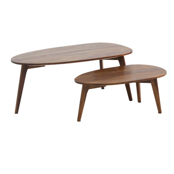 wonido Design Couchtisch 2er-Set, Sheesham Massivholz