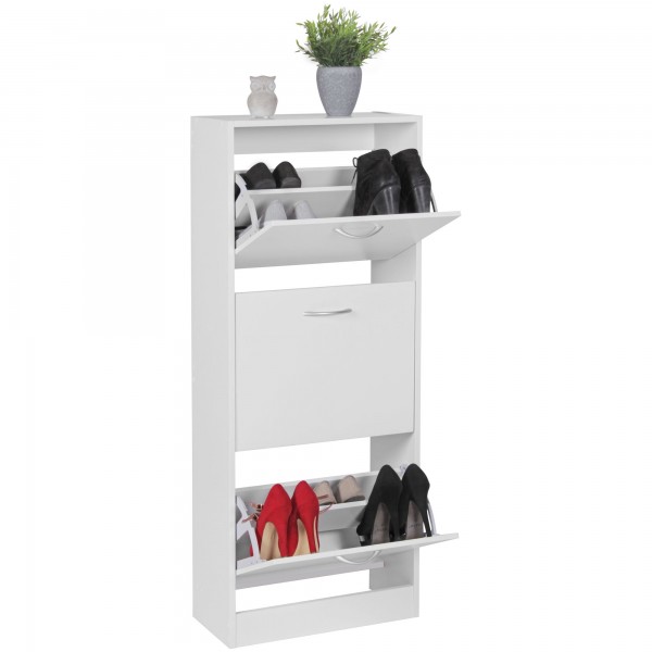 wonido Moderner Schuhkipper / Schuhschrank, weiß, 3 Fächer, für ca. 18 Paar