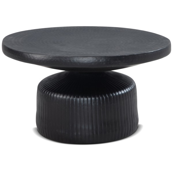 wonido Moderner Couchtisch, Schwarz, Metall, 65x65x35 cm, rund