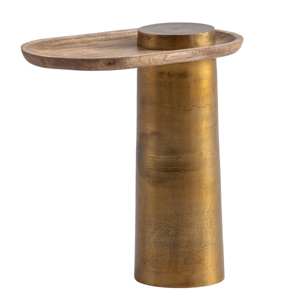 Beistelltisch Mango Massivholz Metall 50x30x52 cm Anstelltisch, Kleiner Abstelltisch Oval, Wohnzimmertisch Couch Modern, Sofatisch Hoch
