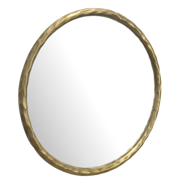 Wandspiegel 60 cm Metall Design Hängespiegel Gold, Dekospiegel Rund mit Rahmen, Spiegel Wand Groß, Flurspiegel Garderobenspiegel Modern