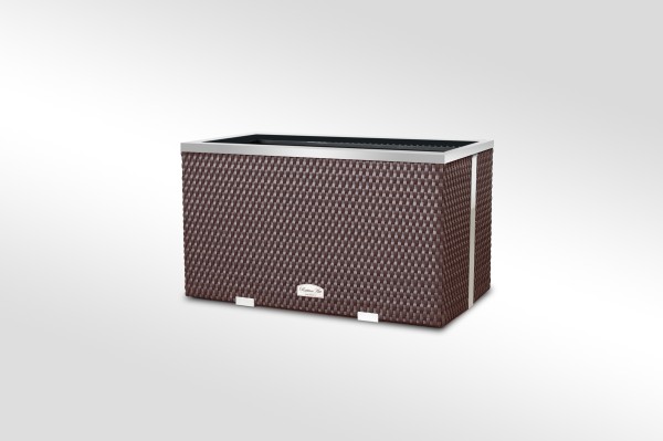 Hochwertiger, Langer Pflanztopf / Blumentopf mit Aluminium Rahmen aus Polyrattan, L70 x B38 x H40 cm