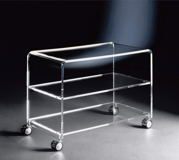 wonido Hochwertiger Acryl-Glas TV-Wagen / TV-Tisch mit 4 Chromrollen, klar, 63 x 38 cm, H 48 cm, Acryl-Glas-Stärke 10 / 12 mm