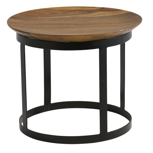 wonido Industrial Beistelltisch Sheesham Massivholz/Metall, rund