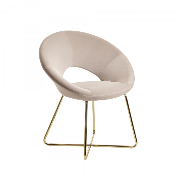 wonido Esszimmerstuhl Samt Beige, Küchenstuhl mit goldenen Beinen, Schalenstuhl Stoff/Metall, Design Polsterstuhl, Stuhl Esszimmer Gepolstert