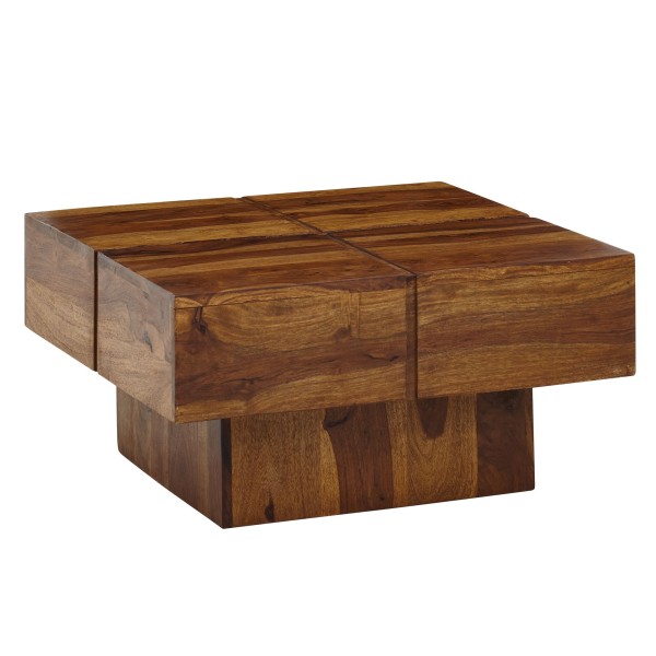 wonido Design Couchtisch 57,5x57,5x30 cm, Sheesham Massivholz, Sofatisch Quadratisch