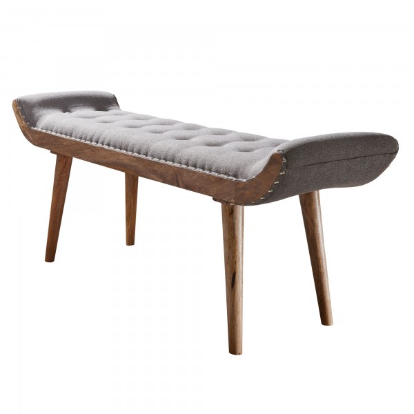 wonido Sitzbank Stoff/Massivholz, Bank Grau Chesterfield-Design, Polsterbank Flur, Stoffbank Bettbank 2 Personen, Flurbank Modern