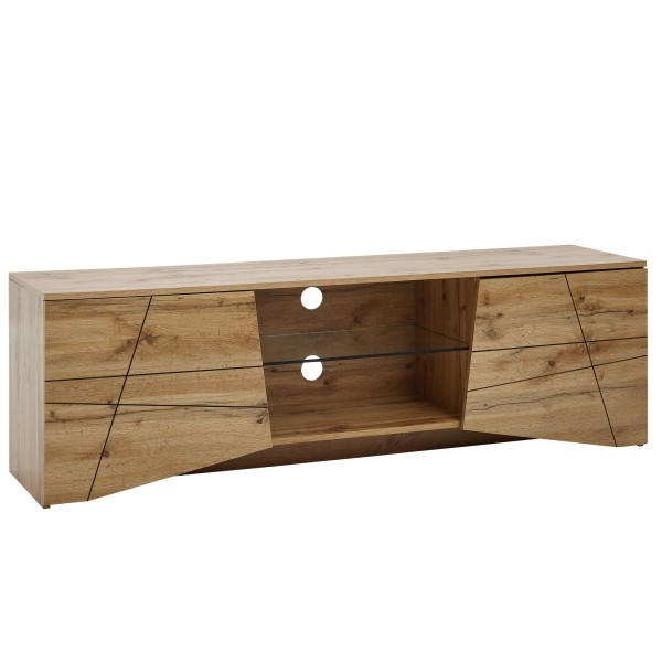 wonido Design Lowboard Holz Eiche-Dekor, 160x50x40 cm, TV-Kommode mit zwei Türen