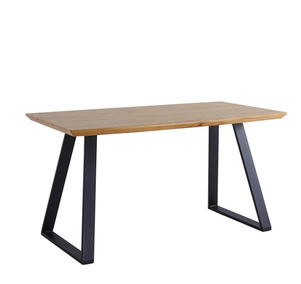 wonido Moderner Ess-/Küchentisch, 140x80 cm, aus MDF mit Eiche-Dekor, Beine Metall
